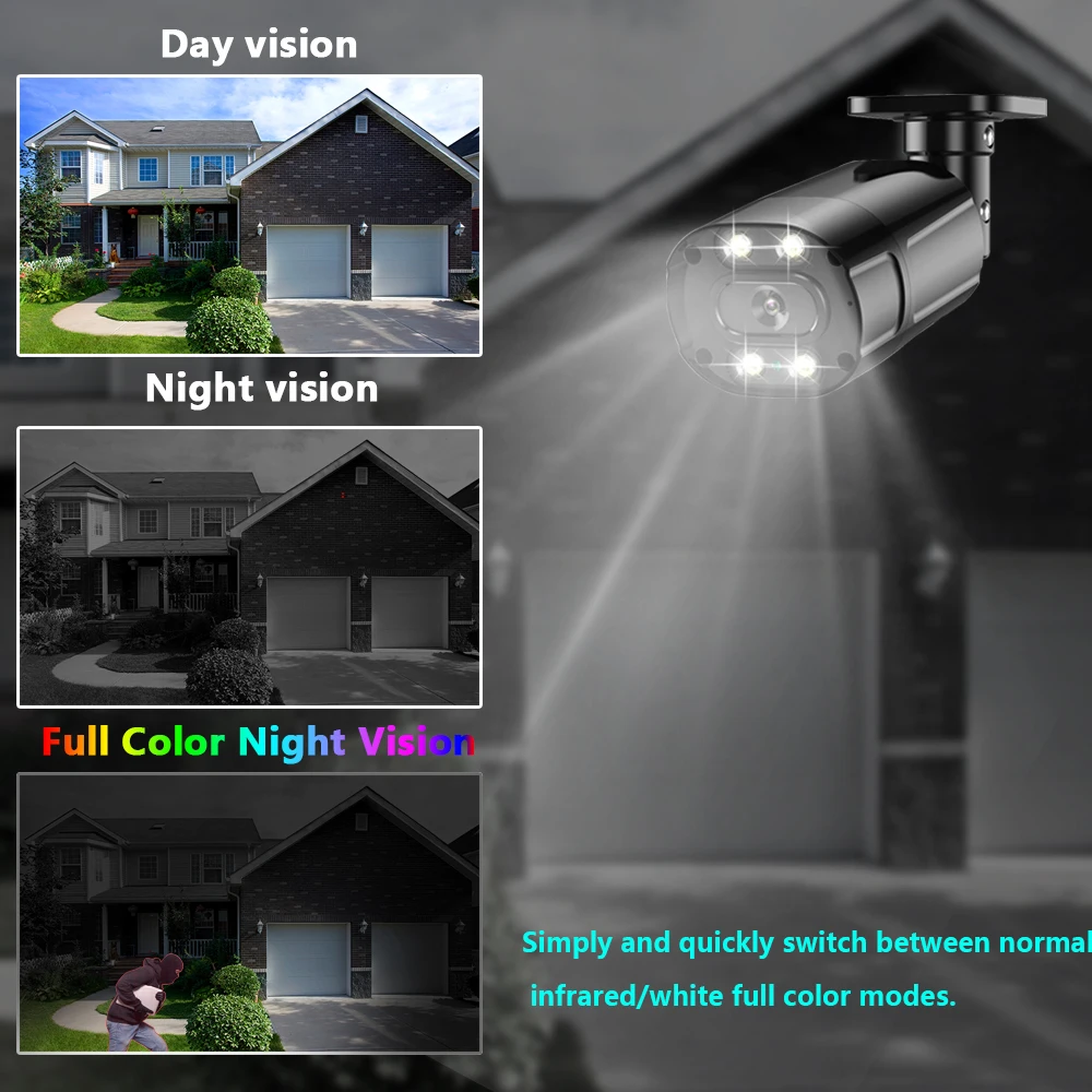 8CH 4K 8MP 24H Full Color Night Vision CCTV AHD Camera KIT Set Waterproof Motion Detection Street Light Monitor Security System