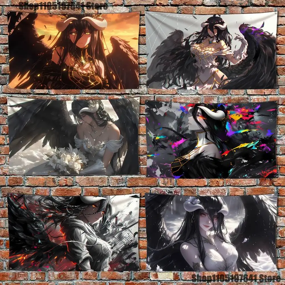 

Animation A-Albedo O-Overlord High-Quality Flag Tapestry Banner Bedroom Living Room Bar Party Wall Decor Outdoor Use