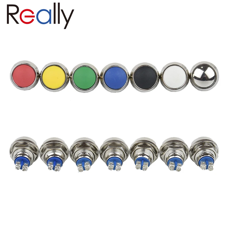 1PC 12mm Waterproof Metal Self Reset Momentary Horn Door Bell Power Push Button Siwtch Screw Feet Terminal For Start PC Car