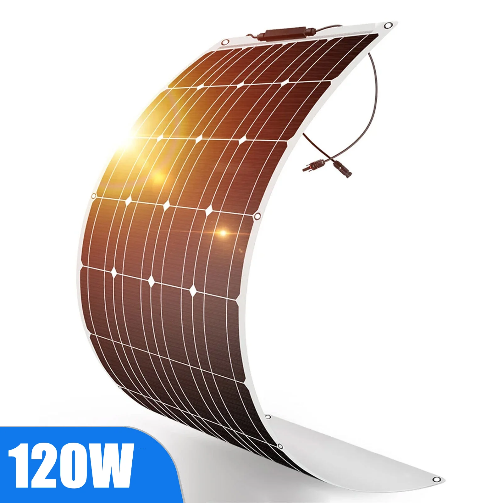 PowMr 120W Flexible Solar Panel 12v Solar Battery Charger Photovoltaic System Solar Cells Camping Home Car Boat RV Power Supply