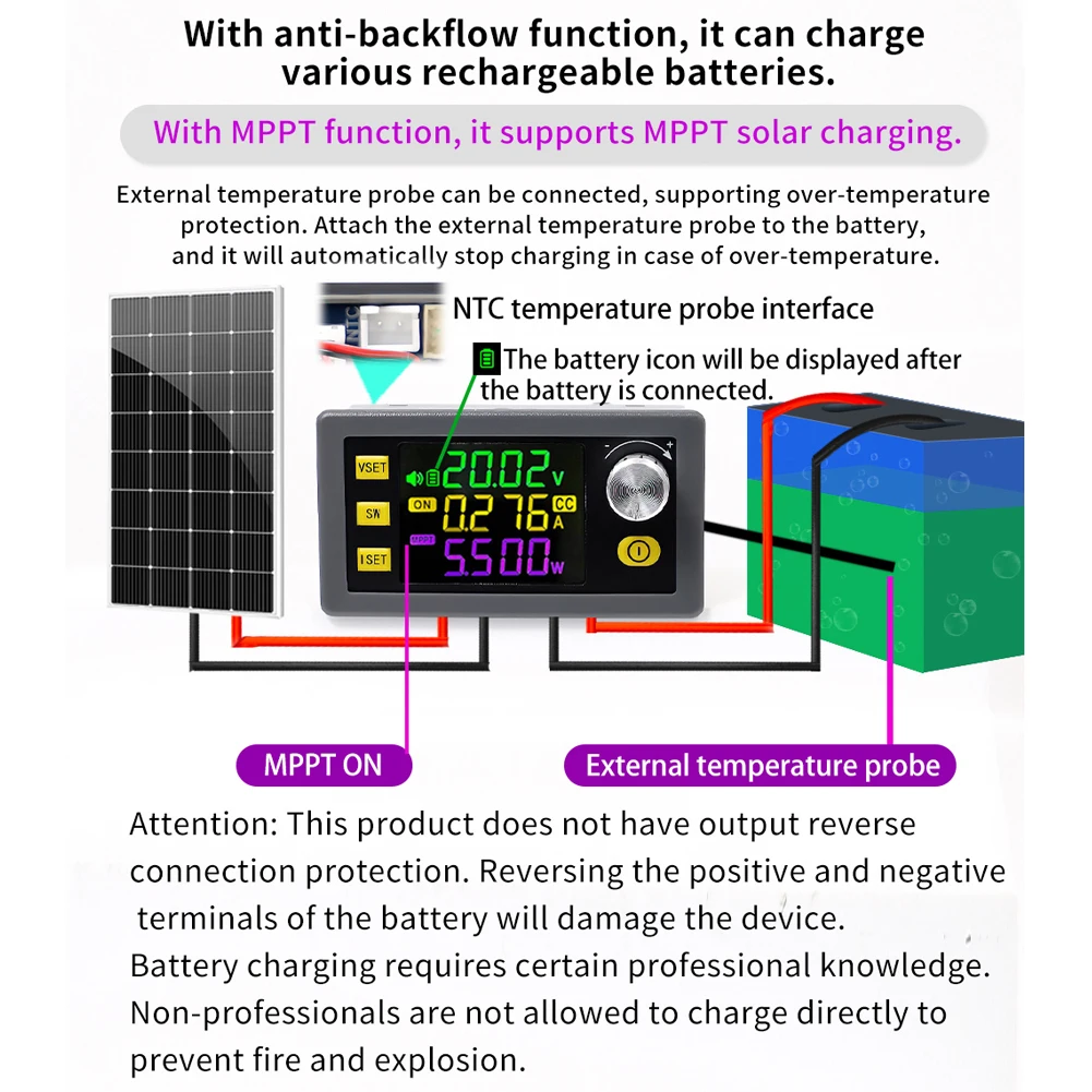 XY-SK120 Digital Direct Current Voltage Regulator Powersupply Module Full Viewing Angle VA Color LCD Display Firmware Upgrading