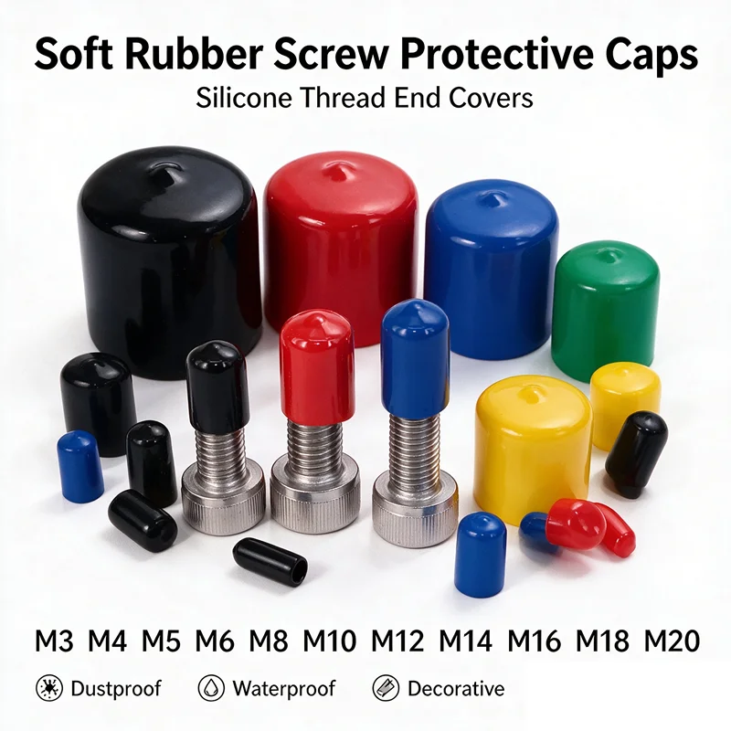 Silicone Rubber Screw Cover Caps M3-M20 Thread Protective End Cap Decorative Thread Stopper Dustproof Sealing Plug Sheath Cap