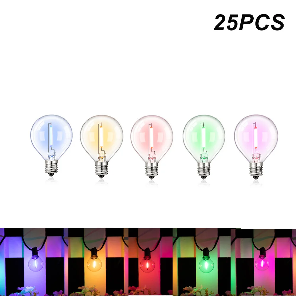 G40 Multicolor Led Replacement Bulb Colored Filament Bulb 1W E12 RGB Globe Mini Ball Lamp For String Light Christmas Party Decor