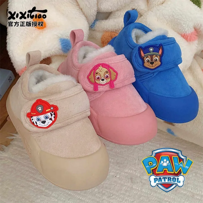 Hot Paw Patrol Children'S Cotton Shoes For Winter Warmth Creative Velcro Cartoon Bean Shoes For Boys And Girls Christmas Gifts