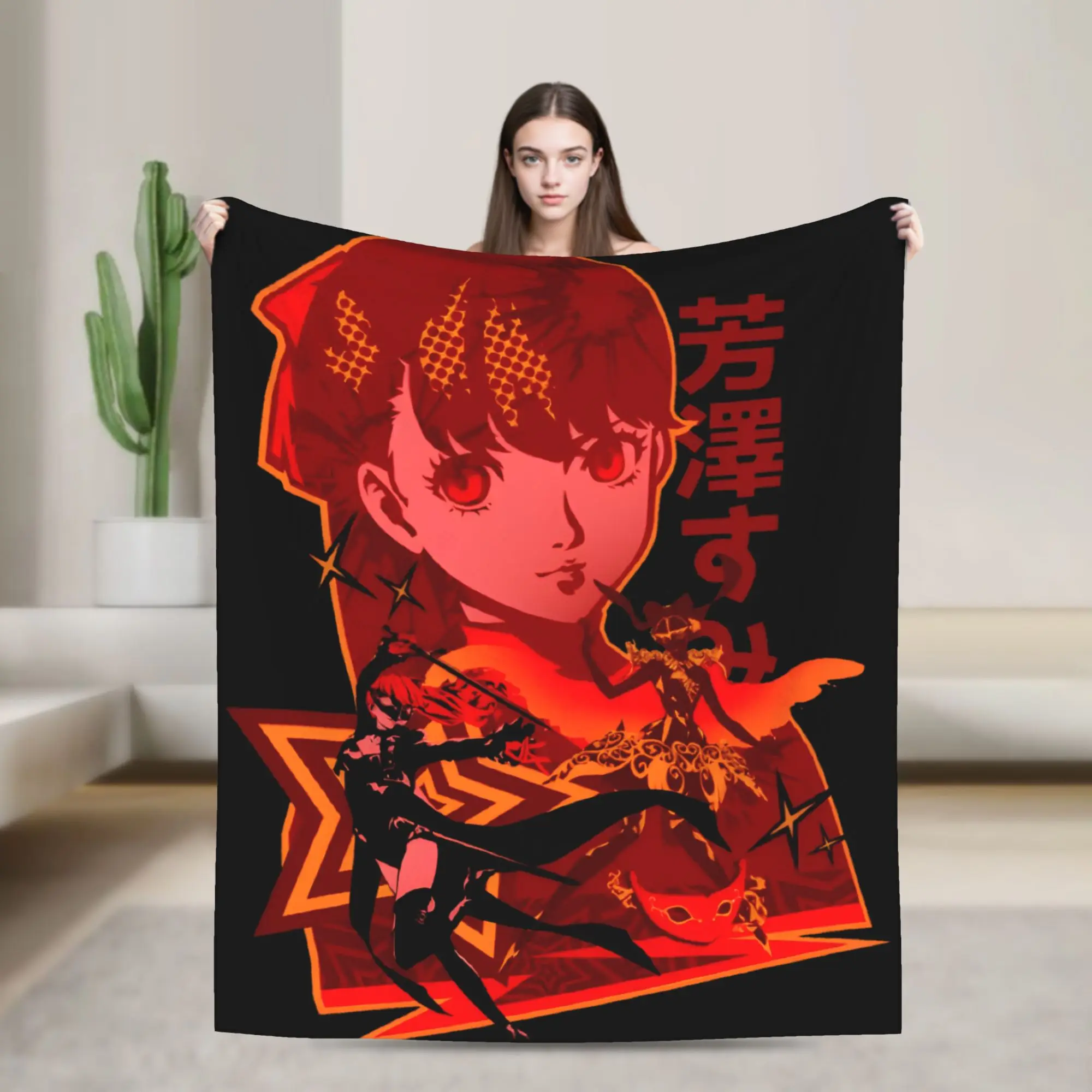Persona Code Name Violet Blanket Cover Fleece  Lightweight Thin Throw Blankets for Airplane Travel Bed Rug
