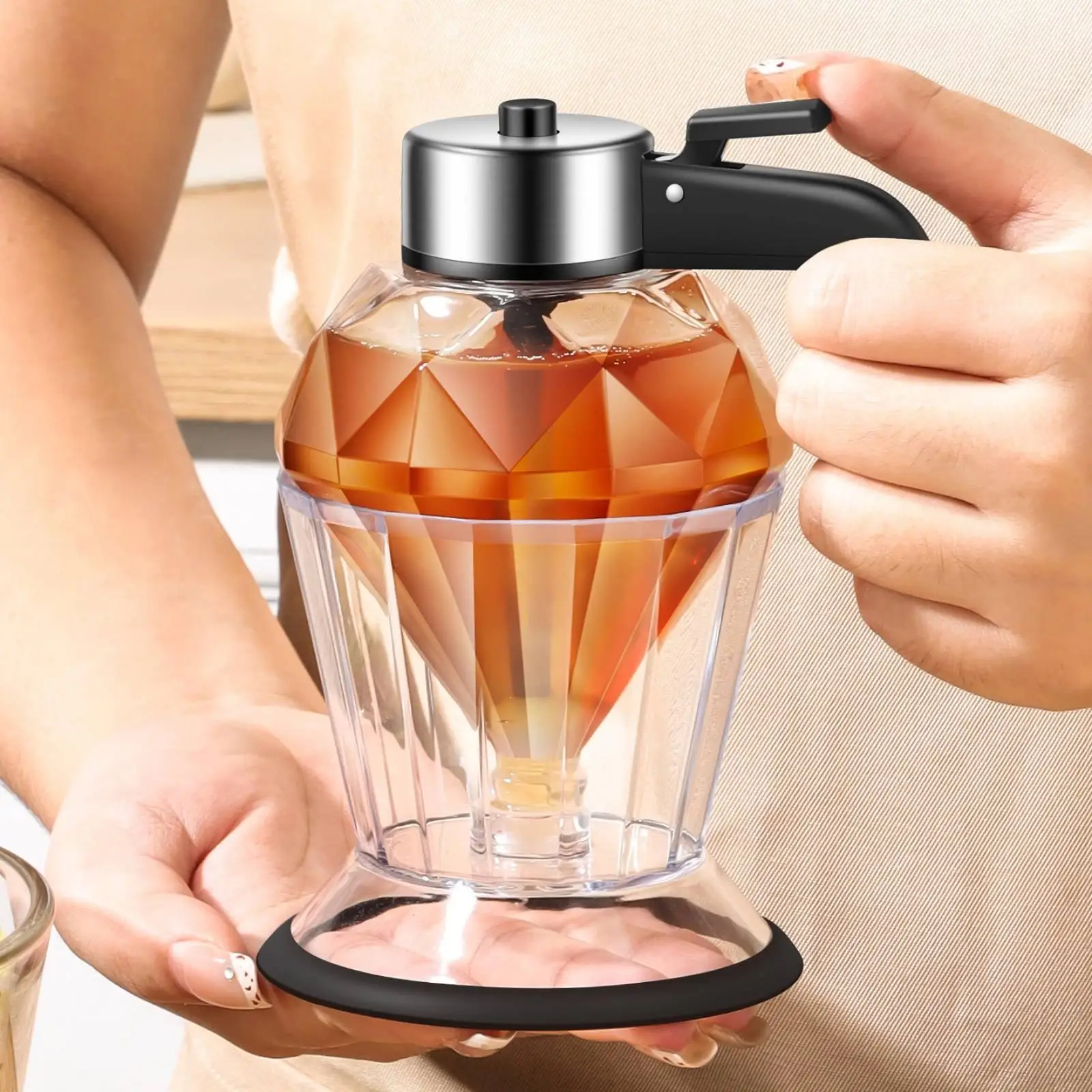 Glass Honey Dispenser with Base Spill-Resistant for Kitchen, Countertop Glass Honey Dispenser with Base Spill-Resistant for Kitchen, Countertop
