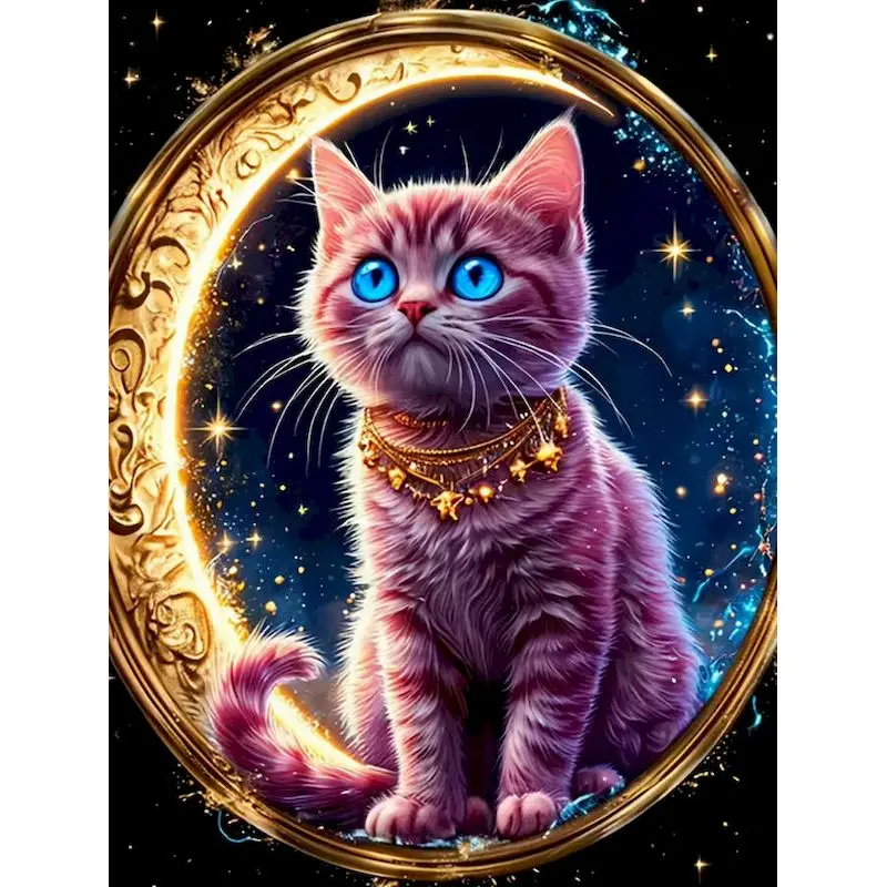 

GATYZTORY Moon Cat Paint By Number Drawing On Canvas HandPainted Art Gift DIY Pictures Animal Kits Home Decoration 60x75cm