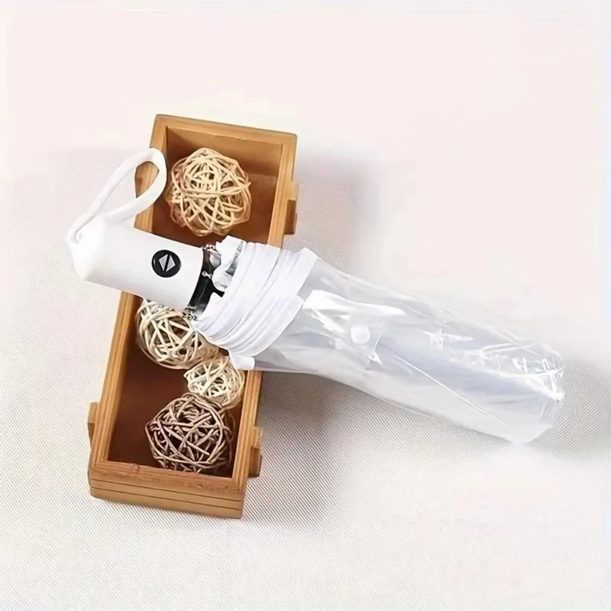 Korean Transparent Folding Umbrella Automatic Open Close Three Fold Mori Style Portable for Students Workers Commuters Rain Sun