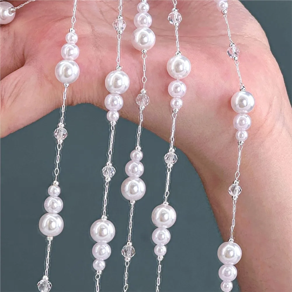 0.5Meter 1Meter 4/6/8mm Gold Pearl Beads Chains for Jewelry Making DIY Craft Brass Faux Pearls Beaded Cable Link for Necklace