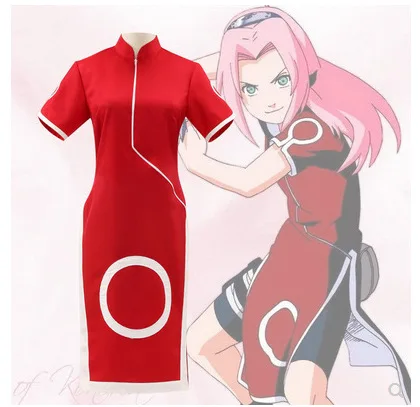 

Anime Sakura Spring Wild Cherry Blossom Cosplay Costume With Chinese Cheongsam And Ties Set