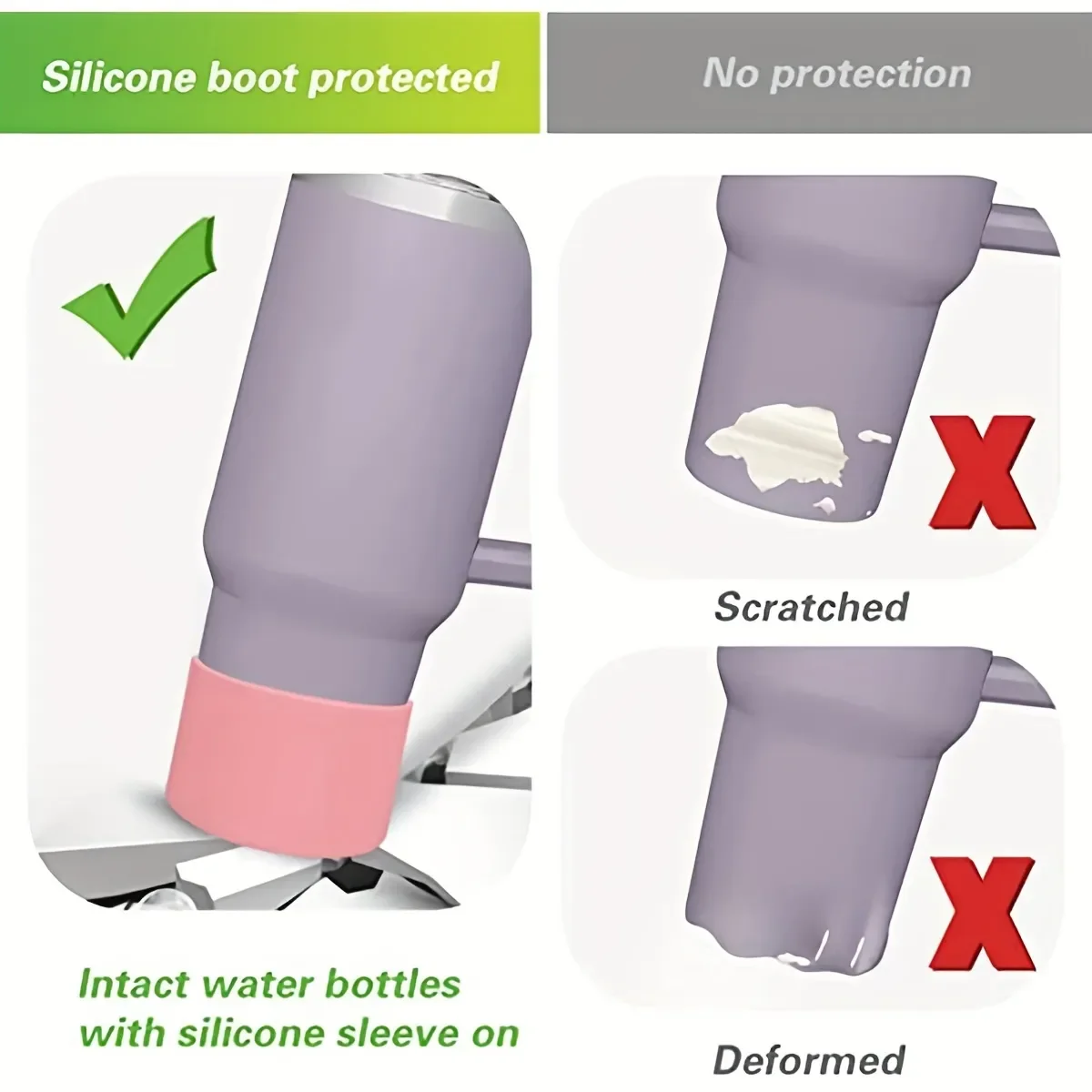 2PCS Silicone Boot Bottom Sleeve Cover for Stanley 40oz Tumbler Quencher Adventure and Ice Flow Flip 30 Oz 20 Oz Water Bottle 썸네일 6