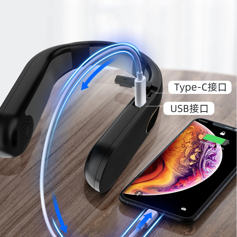 Neck Warmer Winter Portable Protector Halter Powerbank Bladeless Silent Rechargeable Wearable Neckband Fan LED Display Heater