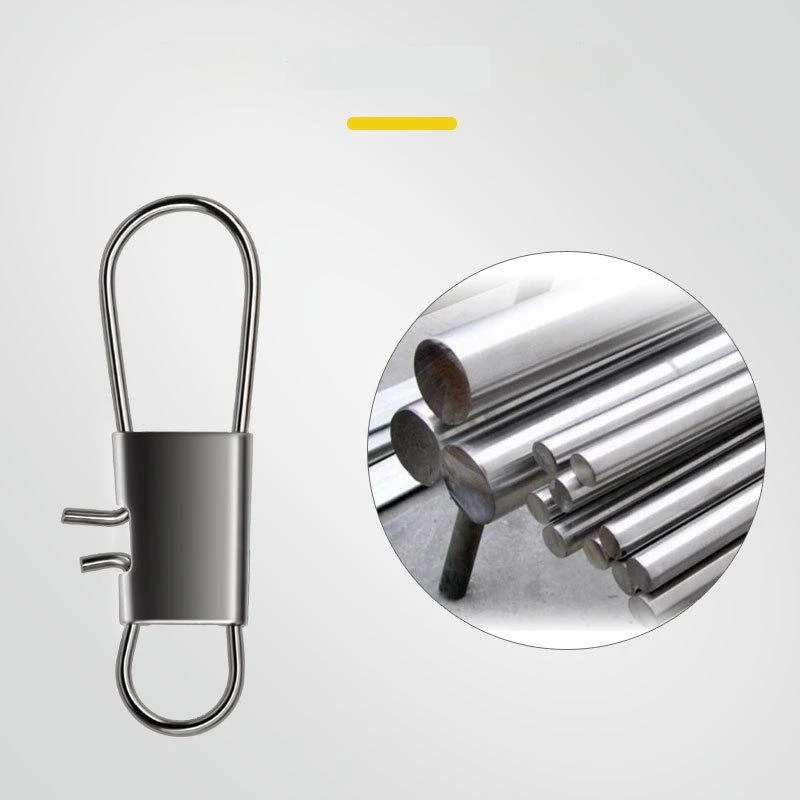 PRO BEROS 50Pcs High Strength Fishing Snap Clip Interlock Stainless Steel Safety Snaps Quick Change for Saltwater Freshwater