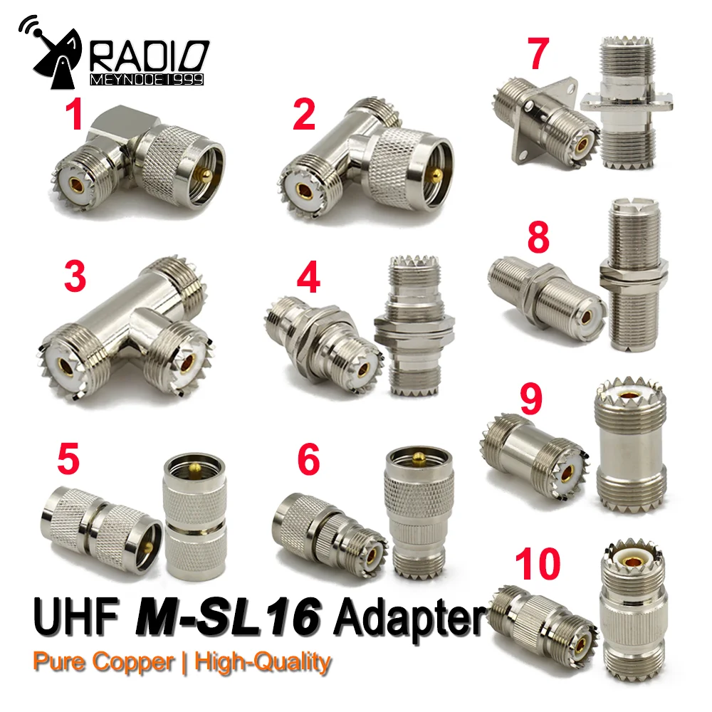Adaptador UHF M SL16 PL259 UHF macho a UHF hembra SO239 SO-239 conector de Cable RF ángulo recto y divisor de 3 vías