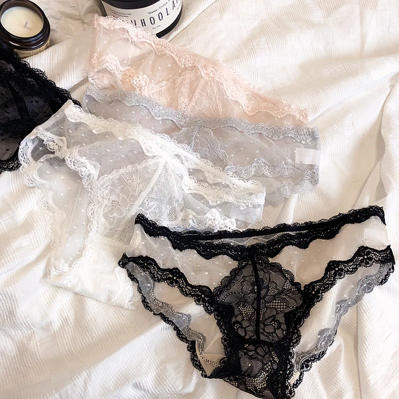Lace underpants sexy low-rise briefs gentle mesh point girl's underwear breathable comfortable leggings briefs