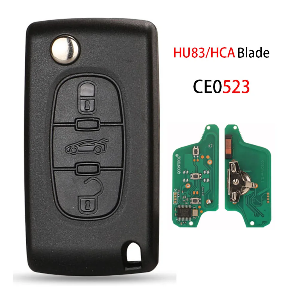 jingyuqin Remtekey CE0523 Flip remote car key 3 button middle trunk for Citroen key ASK 433 mhz ID46 - PCF7941 VA2 HU83/HCA