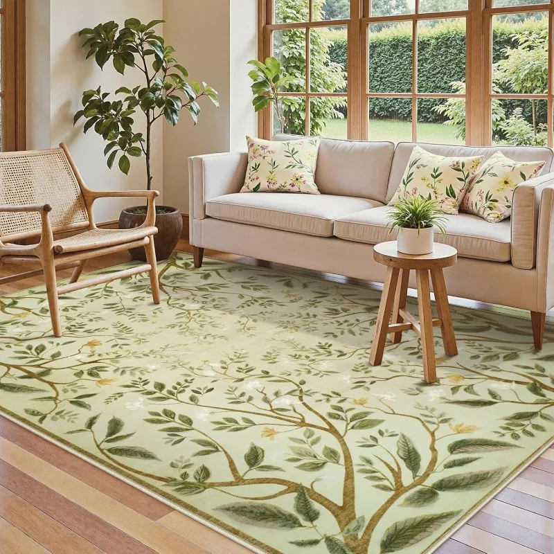 Bohemian Floral Living Room Carpet Nonslip Machine Washable Large Area Sofa Coffee Table Floor Mat Bedroom Bedside Rug Tapis