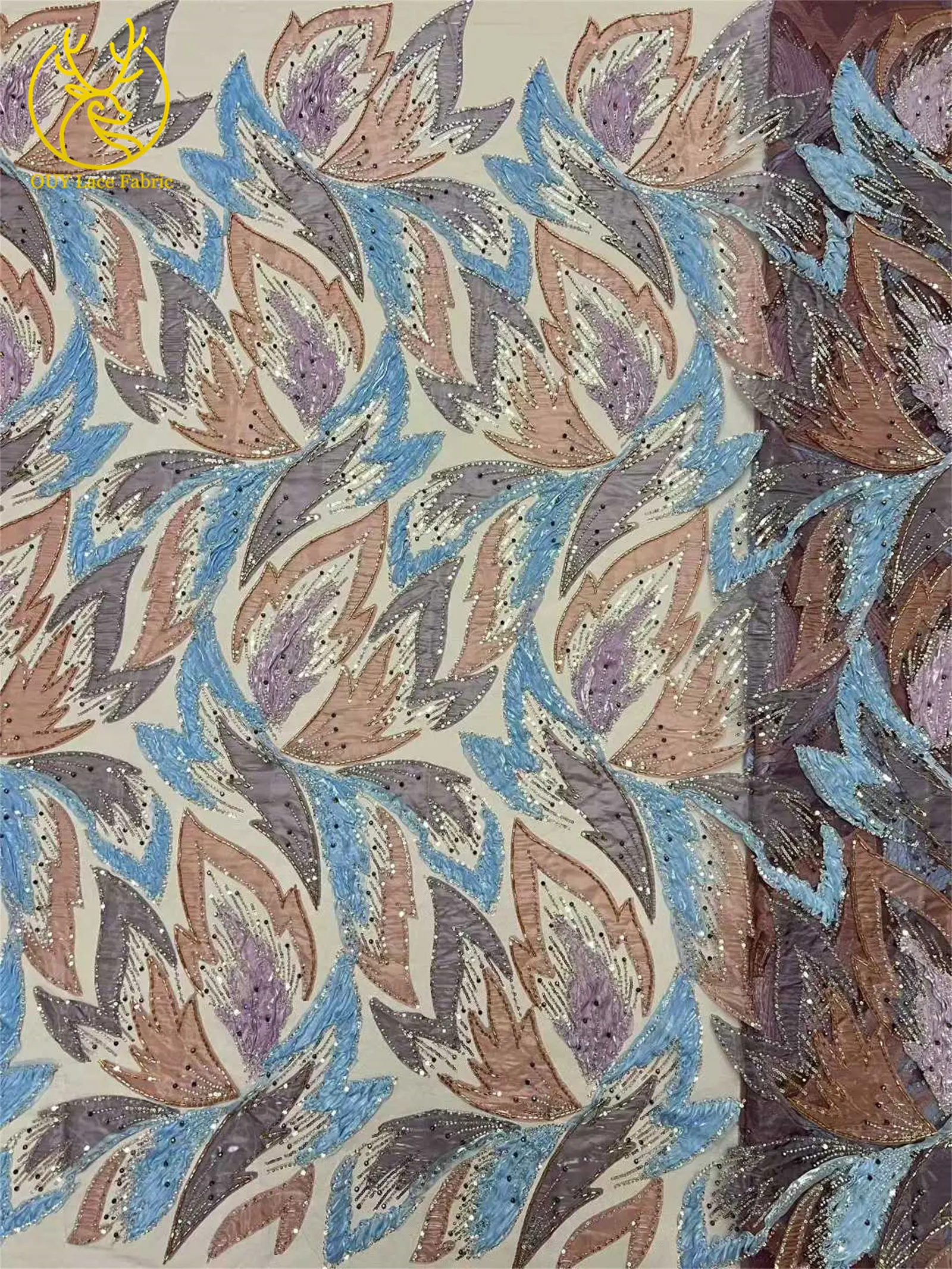 2026 Afrikanischer Perlen-Spitzenstoff 5 Yards Nigerianischer Französischer Pailletten-Tüll-Spitzenstoff für Damen-Abendkleider zum Nähen 5 Yards – Detail 12