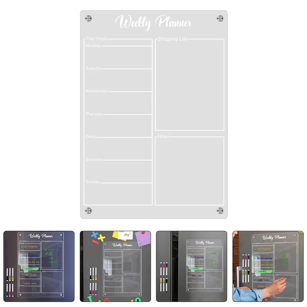 

Acrylic Weekly Planner Dry Erase Board Calendar Fridge Whiteboard Magnetic for Refrigerator Writing Schedule Clear