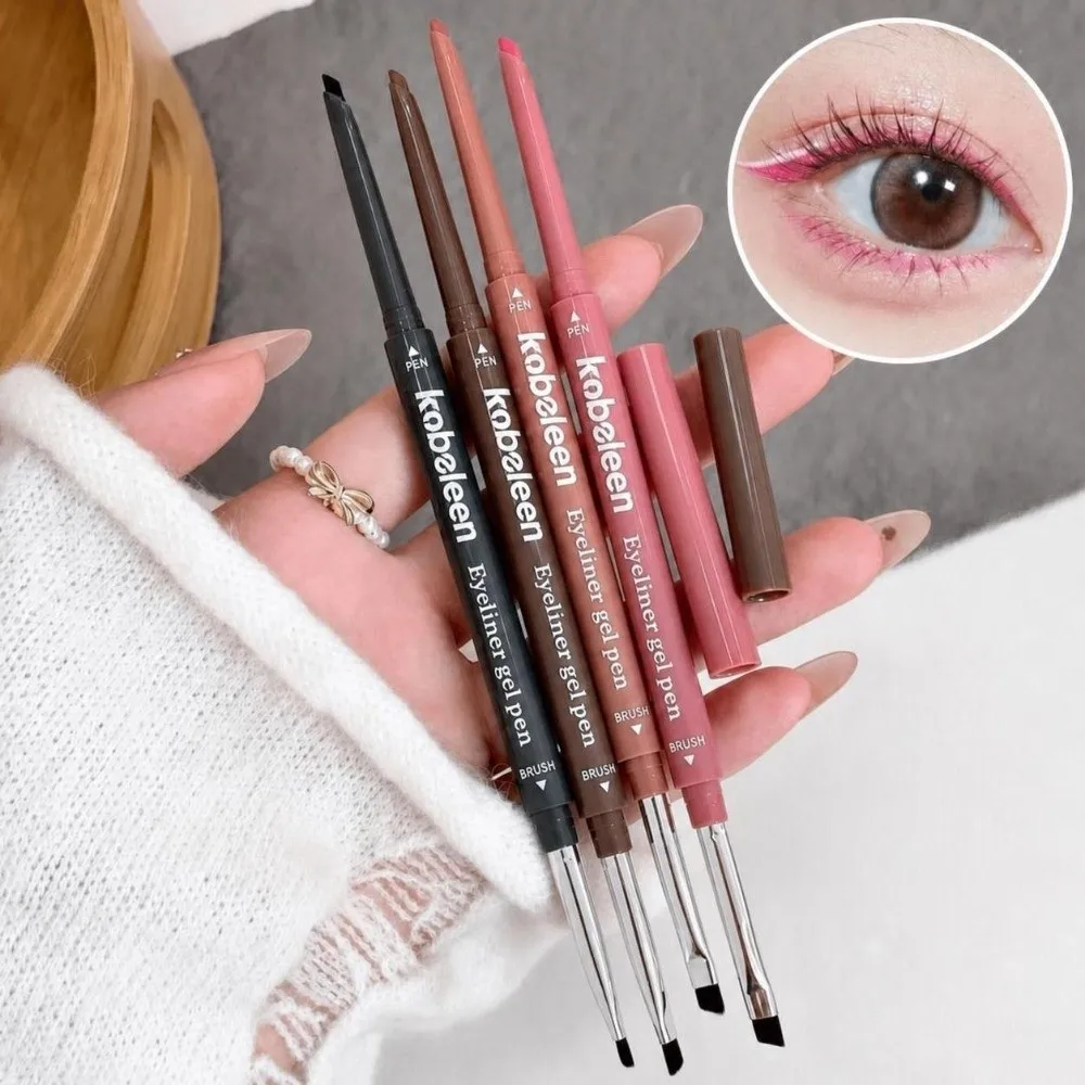 Double Headed Eyeliner Gel Pen with Angled Brush Waterproof Eyeliner Pencil Long-Lasting Ultra-fine Eye Shadow Pen Eye Makeup