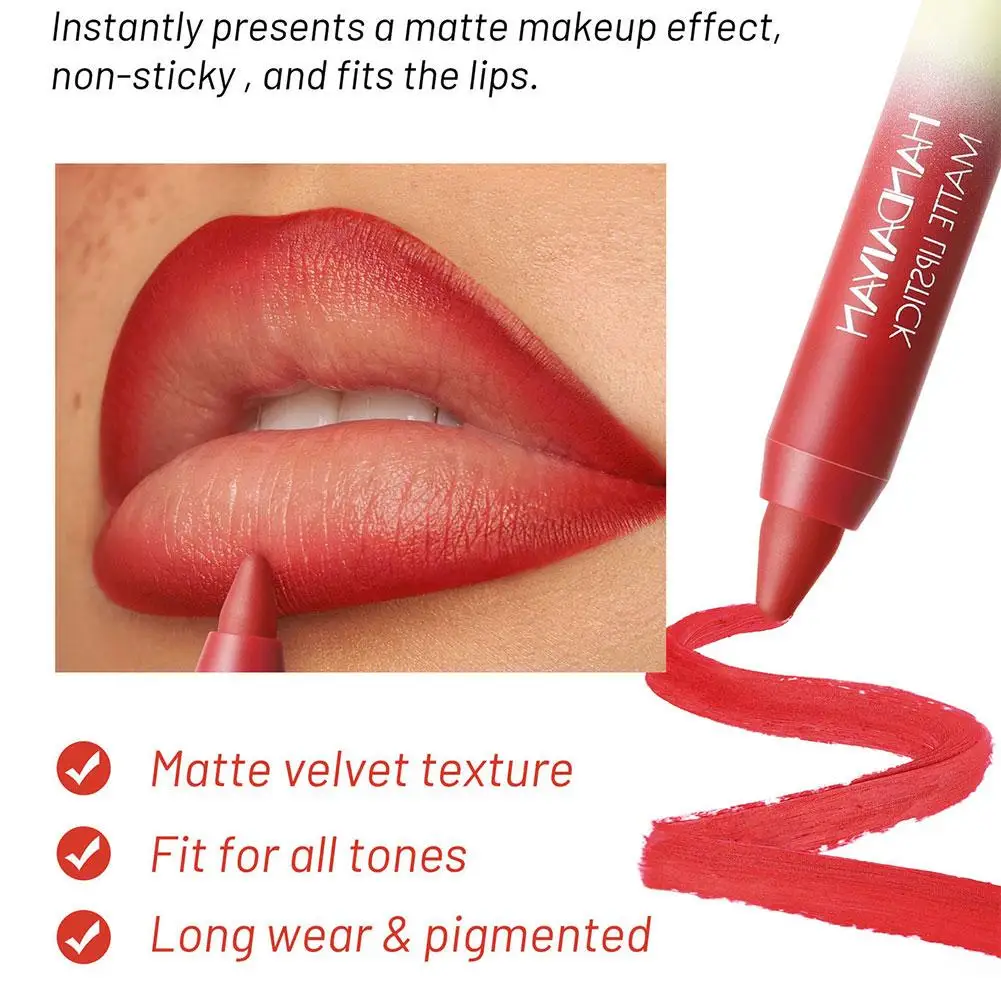 Delineador de labios mate de 8 colores, Color instantáneo altamente pigmentado, aspecto de labios tridimensional, terciopelo Premium, resistente al agua sin pesado