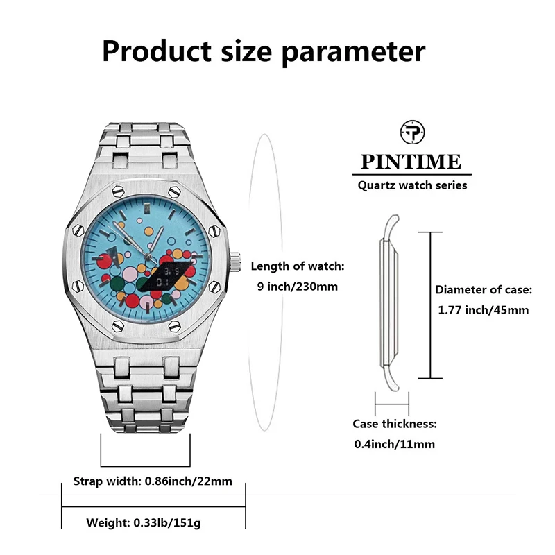 Quartz Watch For Men Geometric Design Fashion Sports Waterproof Chronograph Luminous Man Wristwatch Business Men\'s Watches Clock