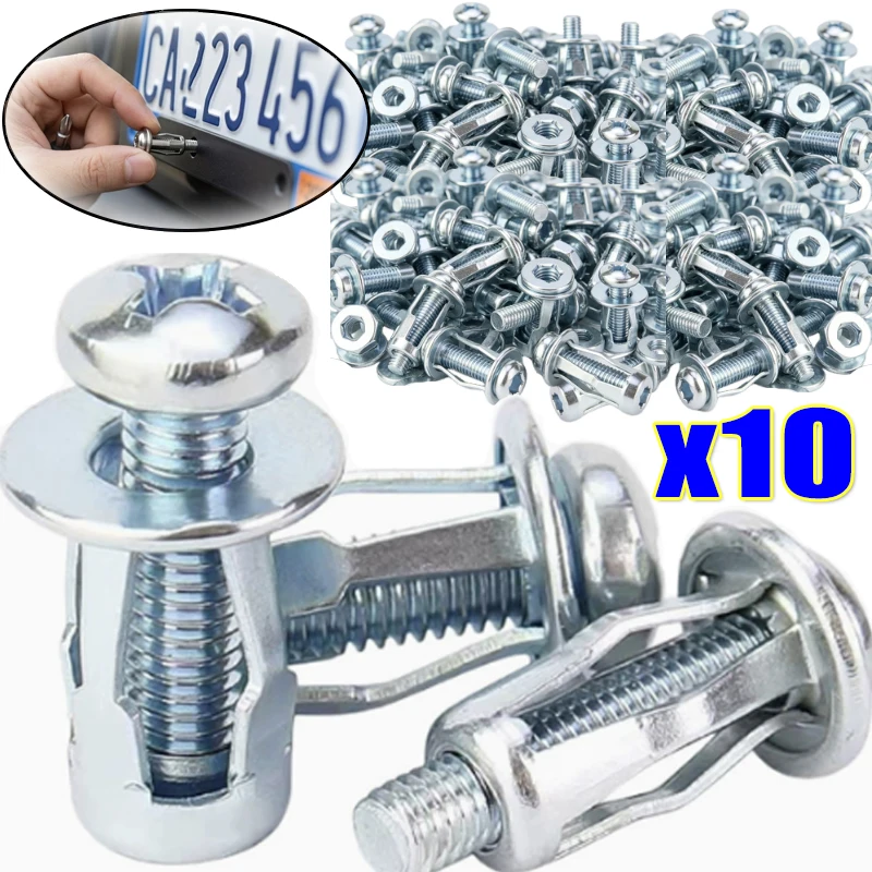 1/5/10pcs M4 M5 M6 Stainless Steel License Plate Expansion Screws Rust Proof Car Motorcycle Number Plate Frame Mounting Fastener