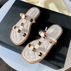 European Summer Shoes for Women Rivet Slipper Outdoor Casual Sandals Girl Street Fashion Flat Shoes