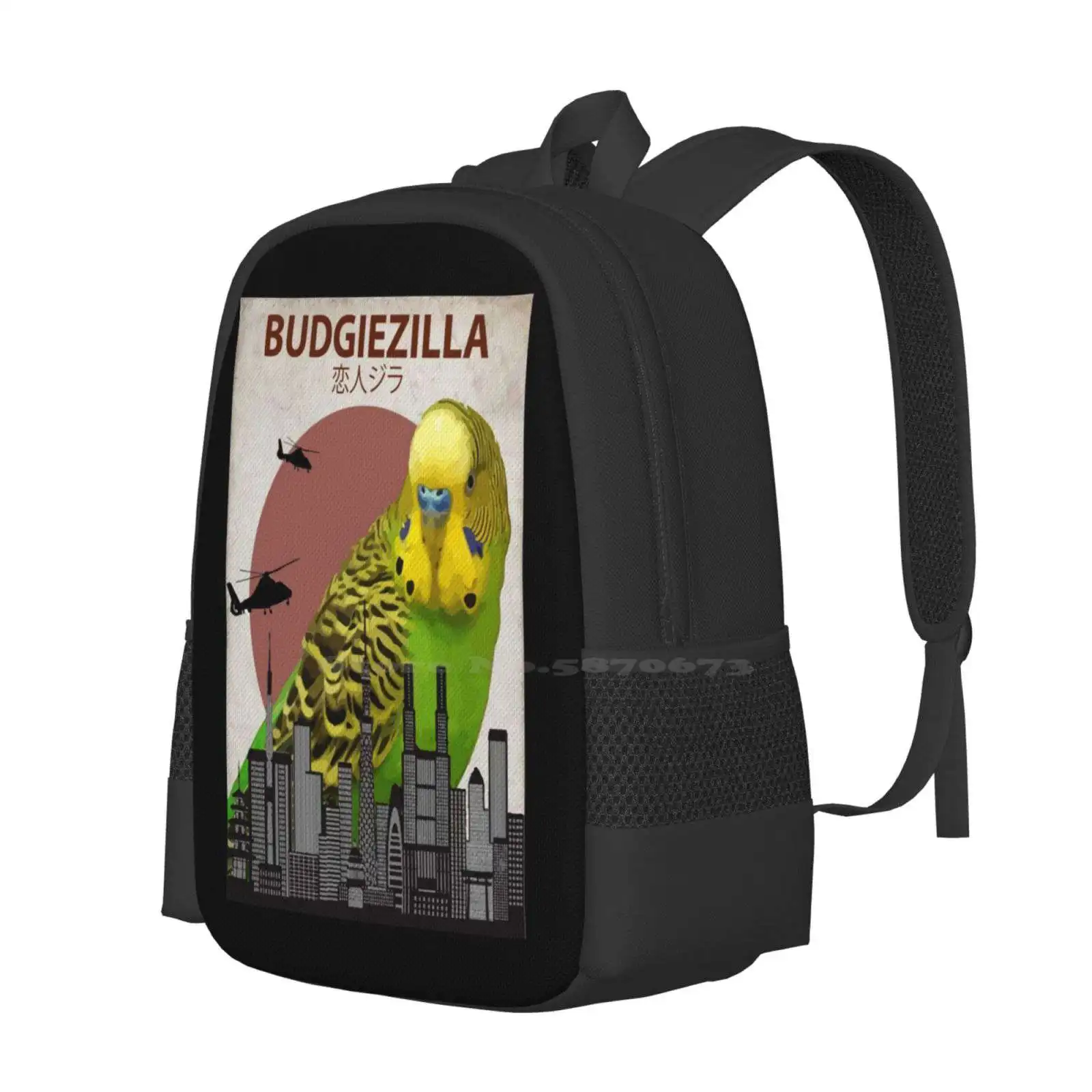 Budgiezilla Budgie Budgerigar Parakeet Parrot Giant Monster Hot Sale Schoolbag Backpack Fashion Bags Budgiezilla Budgerigar