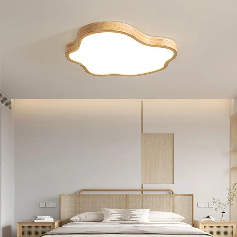 Nordic Wooden Ceiling Light LED Dimmable Cloud Light for Living Room Bedroom Study Room Children's Room Warm Lighting Luminaries