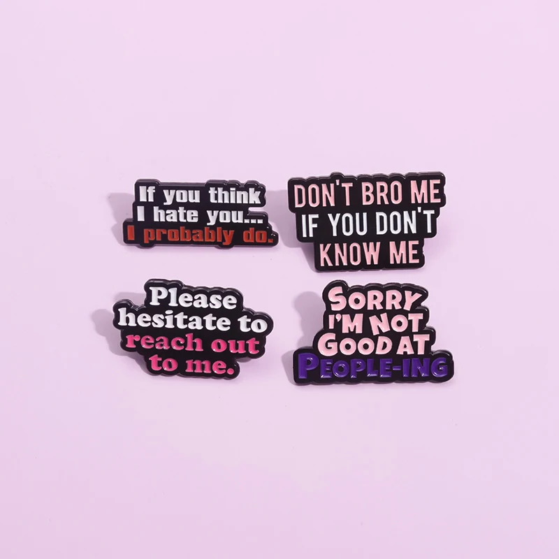 Social Awkwardness Quotes Enamel Pins Sorry I'm Not Good At People-ing Social Anxiety Brooches Lapel Badge Gift for Friends