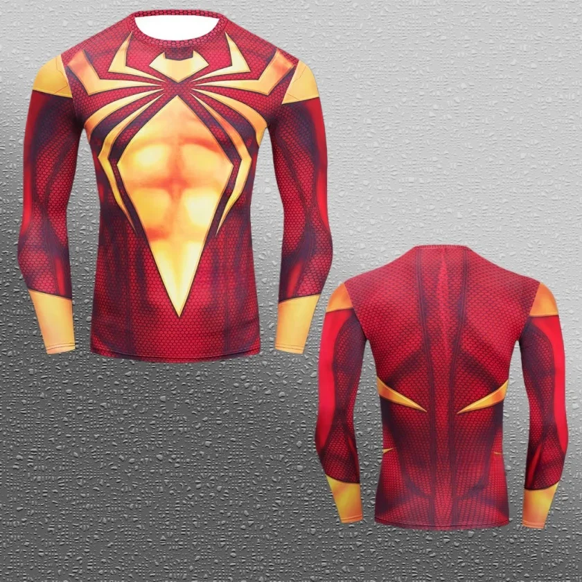 2026 شعبية خارقة كوس سلسلة أزياء رياضية اللياقة البدنية الملابس الربيع والخريف طويلة الأكمام تي شيرت الأسرة الملابس #2