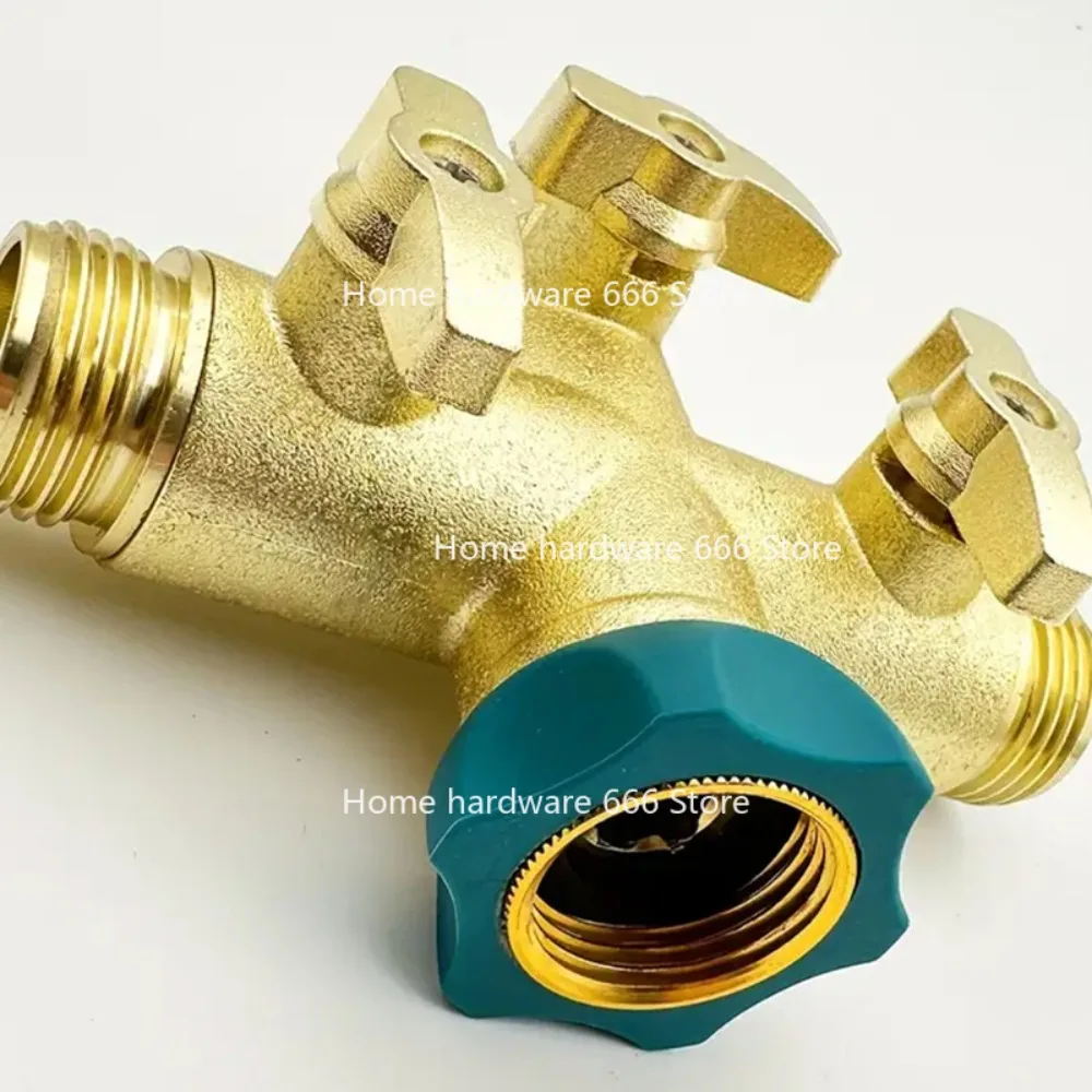 

Медный соединитель садового инструмента. Трехходовой шаровой кран для американского сада, распределитель для тяжелых условий эксплуатации, трехходовой распределитель садового шланга.