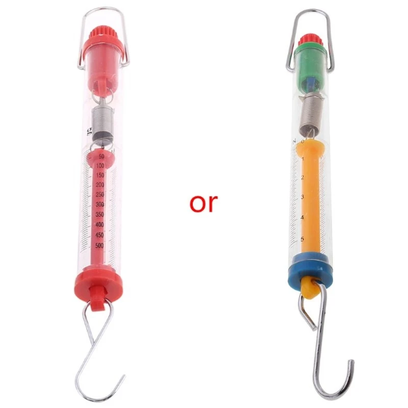 Practical Newtons Spring Scale 500g/5N Dynamometer Plastic Transparent Body Easy Hanging for School Classroom