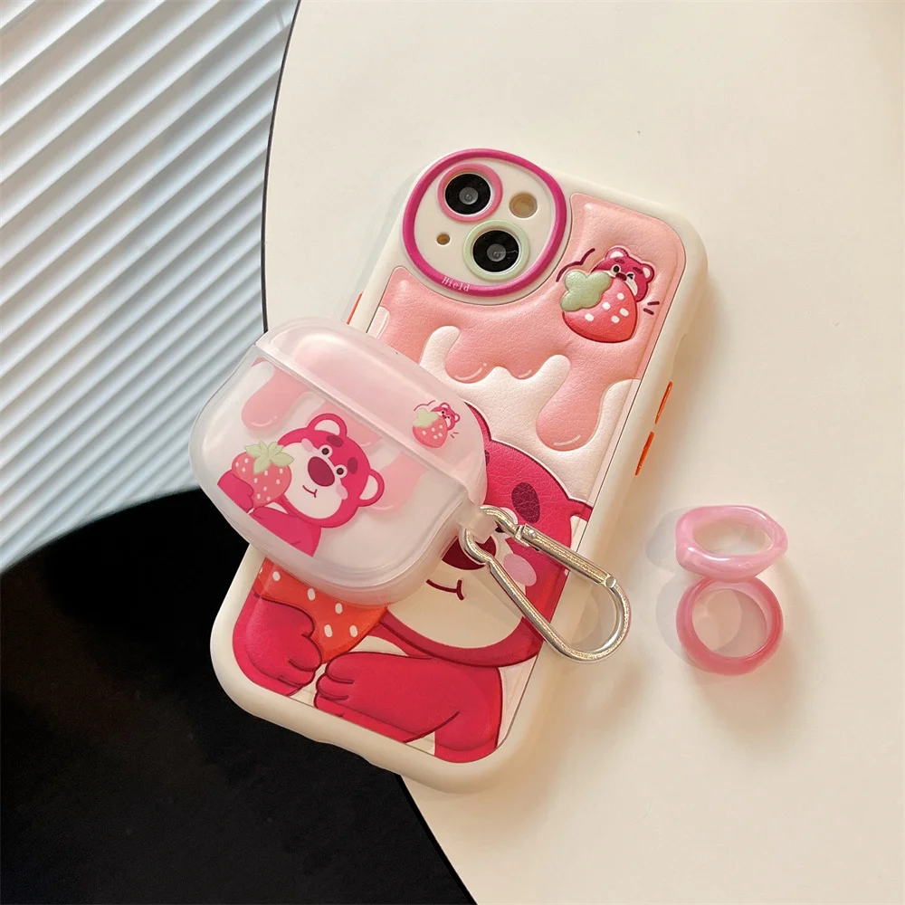 Earphone Case for AirPods Pro Cute Cartoon Anime Pooh Bear Lotso Headphone Case for AirPods 1 2 3 Pro 2rd Headset Protect Cover image 4