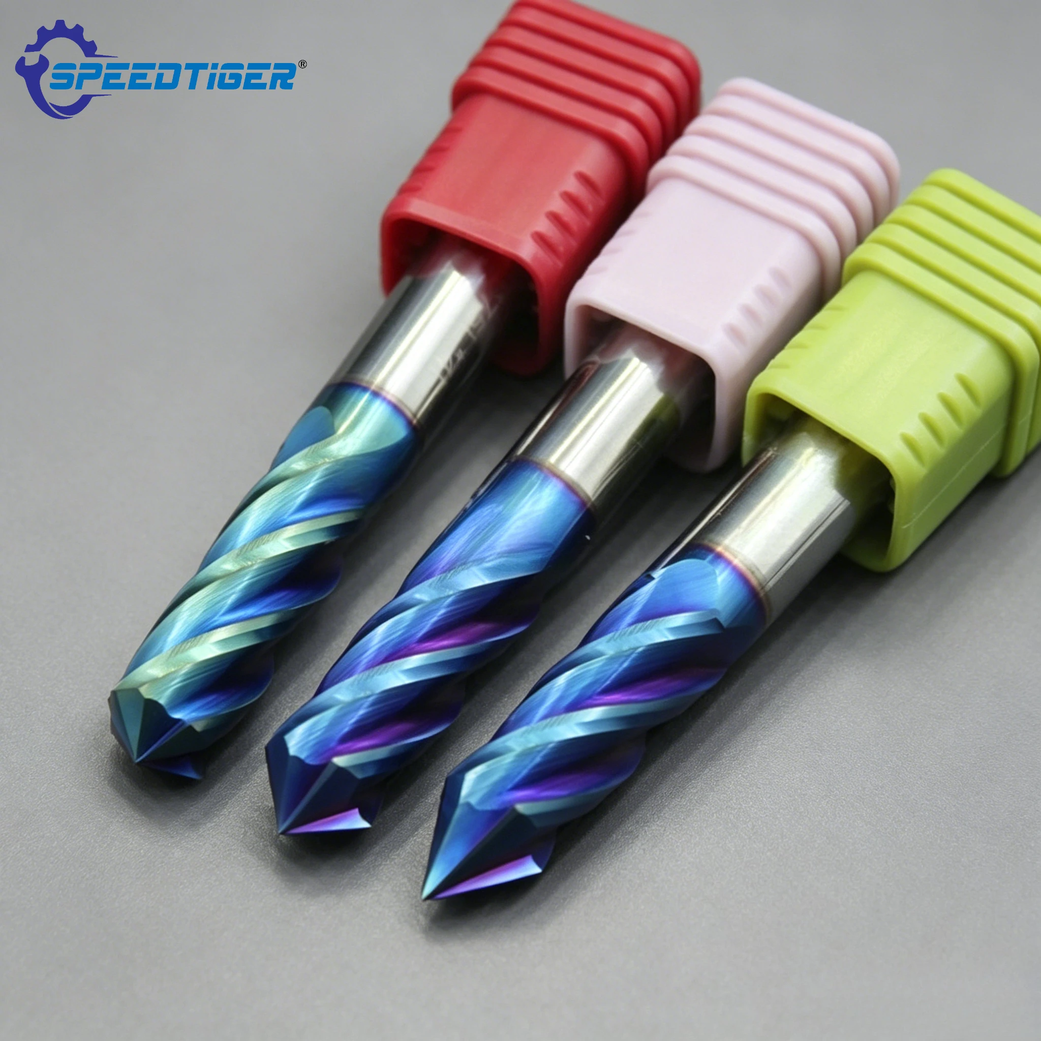 Carbide 4-edge Pointed Helical Chamfering Milling Cutter HRC70 High Hardness 60° 90° 120° Degree Pointed Angle End Mills