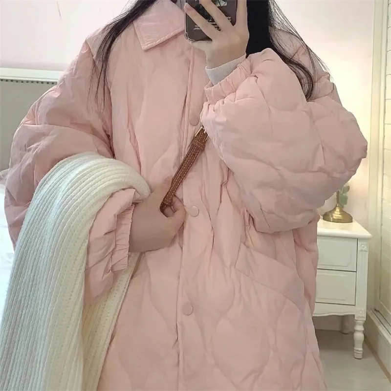 2023 Autumn/Winter Japanese Student Polo Korean Version Loose Versatile Thickened Warm Cotton Coat with Cotton Clip Casual Coat