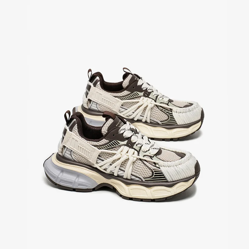 BEAUTODAY Casual Sneakers Women Synthetic Leather Mixed Colors Thick Sole Ladies Lace-up Shoes Handmade 29A37