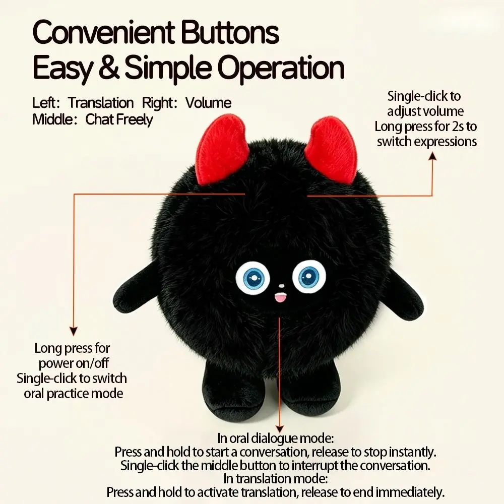 Interactive AI Companion Plush Soft Comfortable Plush Fabric Educational Learning Multi-Functional Educational