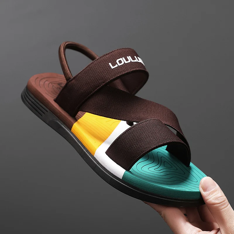 Slippers man summer ankle wrap shoes slip-resistant slide sandals summer male slippers beach Water Shoes Zapatillas Hombre Blue