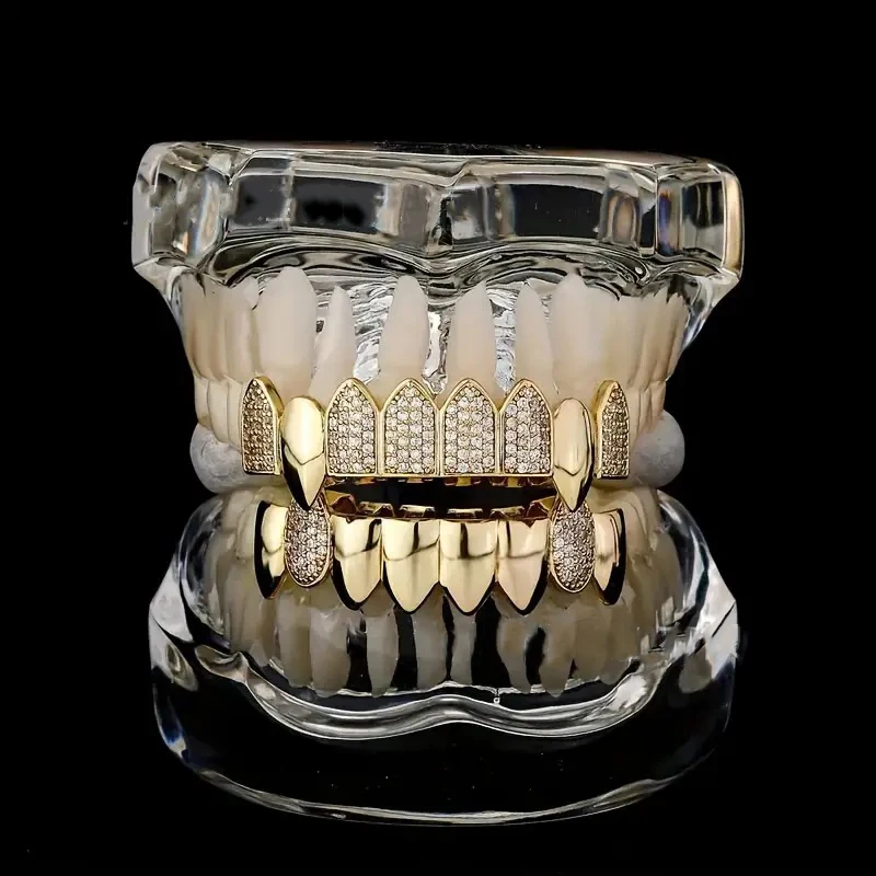 S925 Silver Custom Grillz Teeth Zircon Bling Iced Out Men Women  Hip Hop Tooth Grills Caps Fashion Jewelry