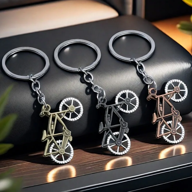 

3D Three-dimensional Metal Bicycle Keychain Personalization Adventure Badge Key Ring Originality Backpack Keyring Accessory Gift