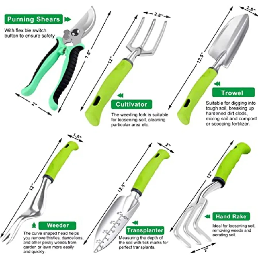 84 PCS Garden Tools Set with 10pcs Succulent Tools 6pcs Large Heavy Duty Aluminum Gardening Hand Tools 12.5IN Includes Garden T