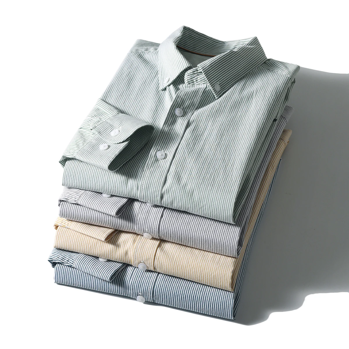 

Fashionable Business Long Sleeve Men's Shirt Color Woven Pure Cotton Commute Versatile Standard Fit Youth Urban Style Striped