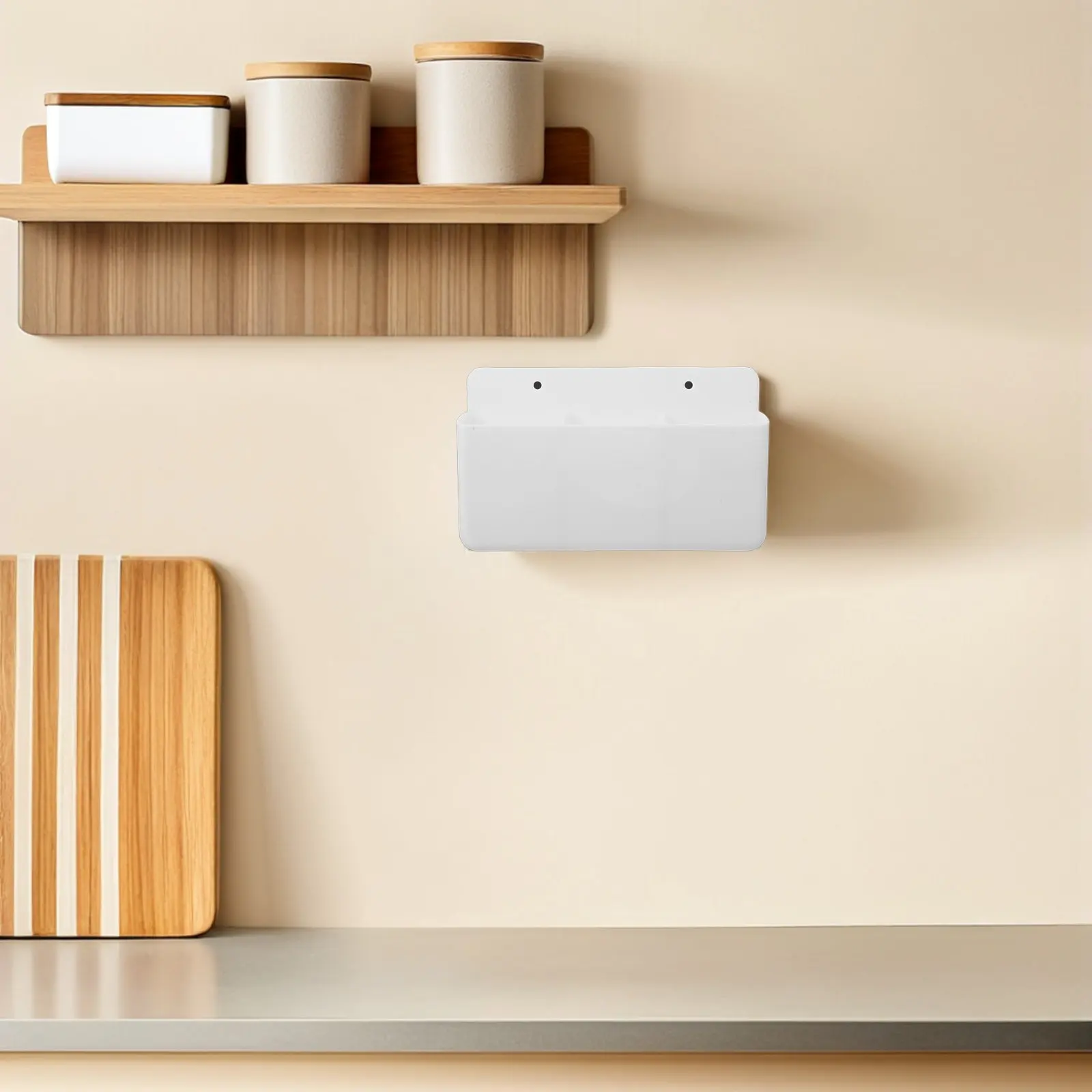 Wall Mounted Remote Holder Organizer for TV Ac Media Player Controllers Adhesive No-Drill Mount Sleek White Plastic