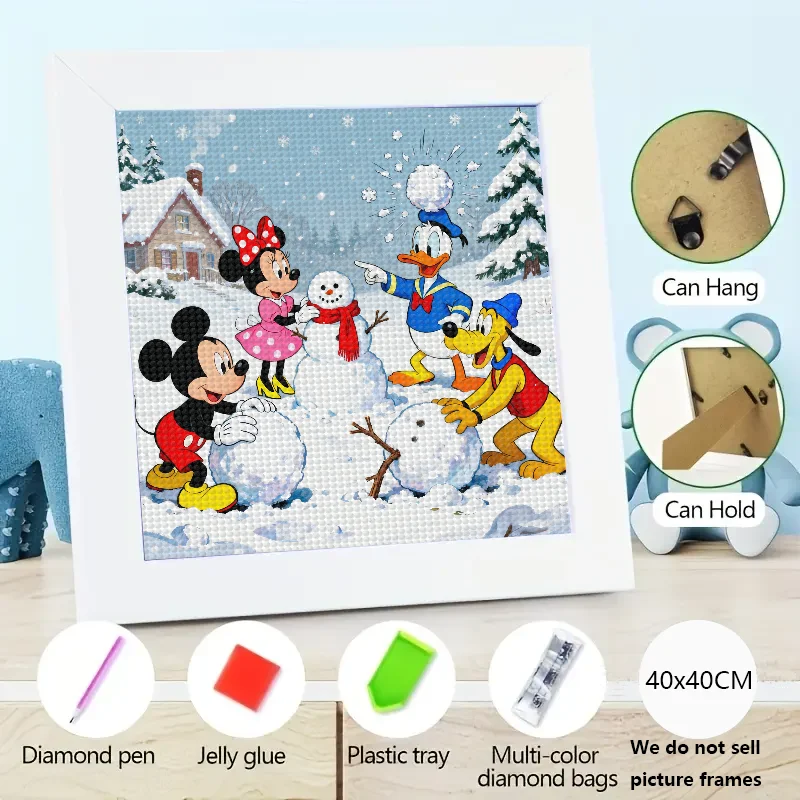 

1 шт. 5D DIY Полный дрель Набор для алмазной живописи, Disney Микки Маус Минни Маус Дональд Дак Плутон Зимний снеговик Сцена изготовления, Тележка