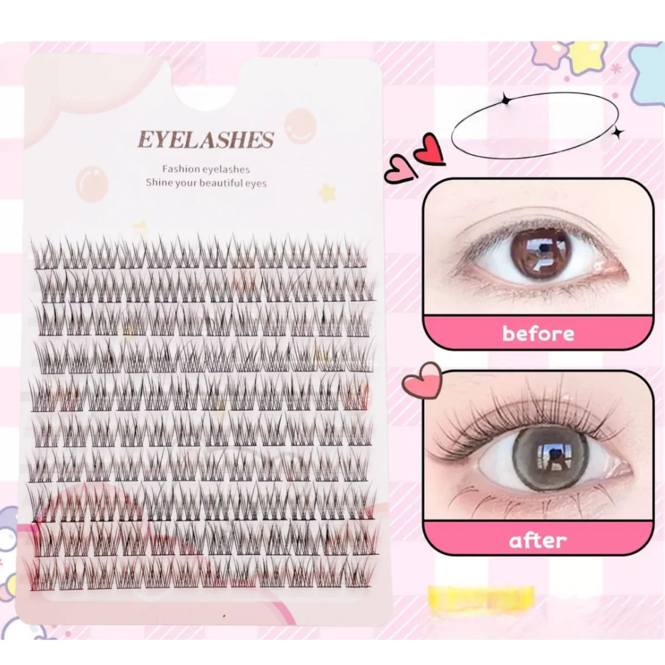 120 natürliche Einzelwimpern. DIY sanfte Wimpernverlängerung im Tufted-Stil. Einzelne Wimpern. 12mm. Magische, getuftete Wimpern. Fischschwanz
