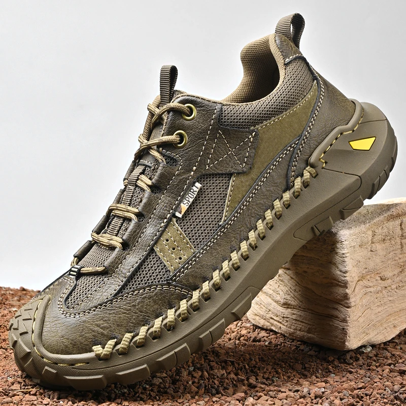2025 New Fashion Outdoor Footwear Men's Genuine Leather Sneakers Casual Sports Shoes for Men Breathable Walking Running Shoe