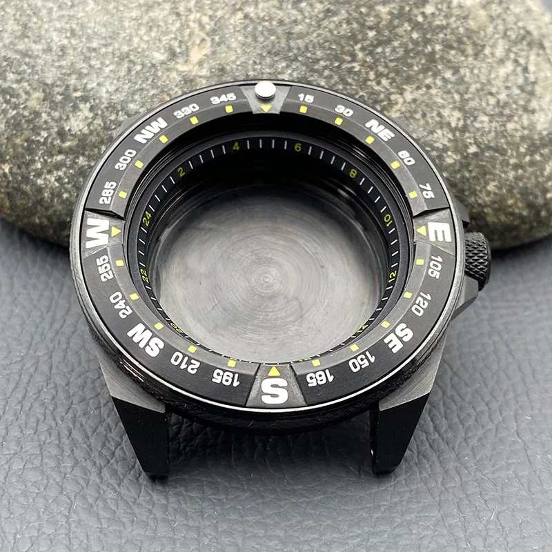 Black NH35 Case 44mm Samurai SRPE Watch Case Fits NH35 NH36 4R 7S Automatic Movement Sapphire Glass Seal Bottom Cover Watch Case