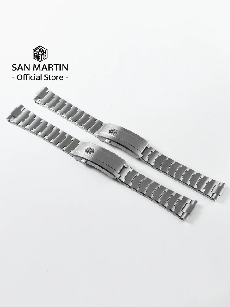 

Браслет San Martin SN0151 из нержавеющей стали 316L с Y-образными звеньями и регулируемой застежкой OTF, запчасти для часов, ремешок для 18 мм и 20 мм, специальные концевые звенья.